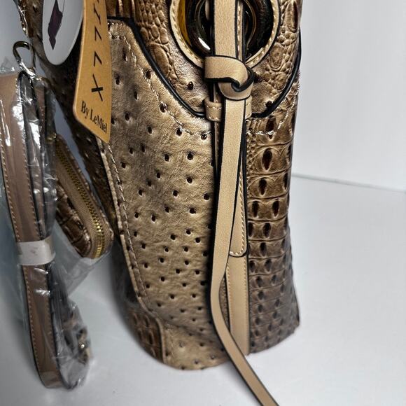 Le Miel 3 in 1 Ostrich Bag Set NWT Tote Handbag dust bag - Picture 8 of 9